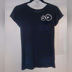 Marc Jacobs Navy Short-Sleeve Tee with White Eye Pocket Detail